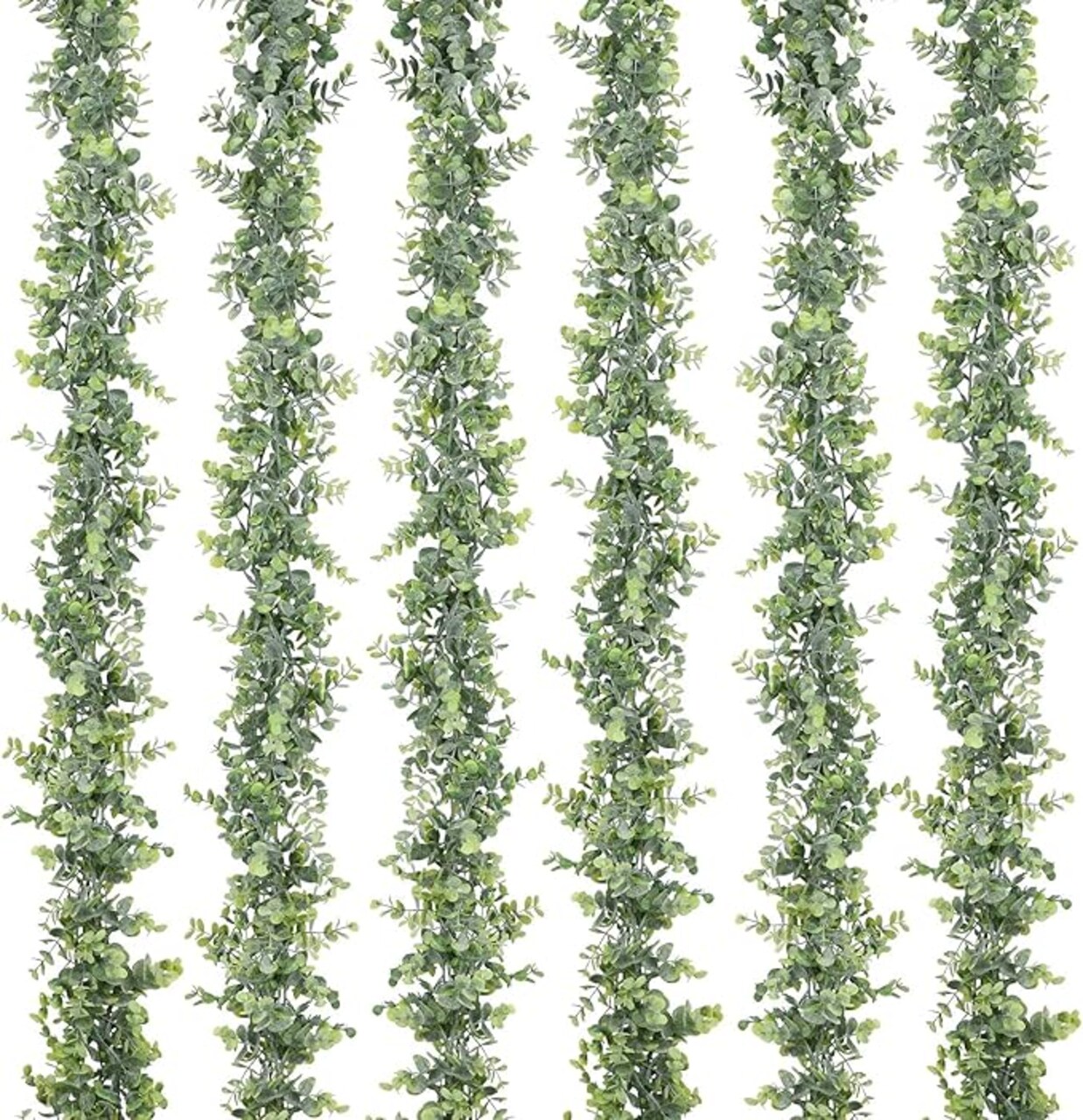 6 Pack Artificial Eucalyptus Garland, Fake Eucalyptus Greenery Garland Wedding Backdrop Arch Wall Decor, 6 Feet/Strand Fake Hanging Plant for Table Festival Party Decoration